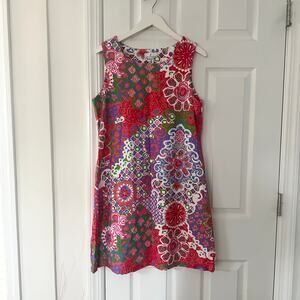 Jude Connally Beth 110 Sleeveless Pullover Shift Dress Bright Abstract Floral XL